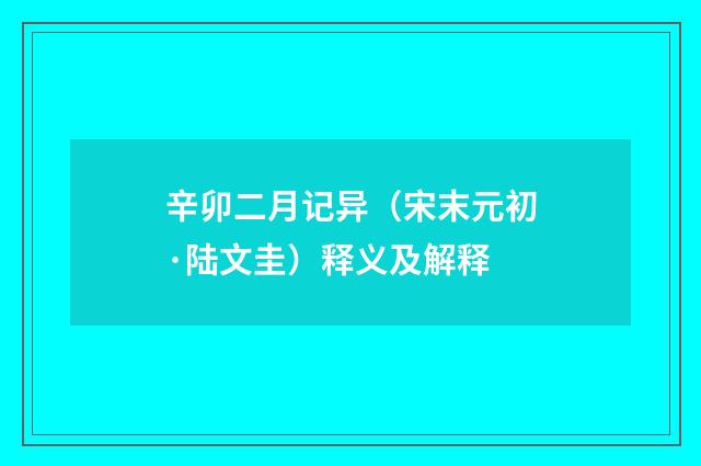 辛卯二月记异（宋末元初·陆文圭）释义及解释