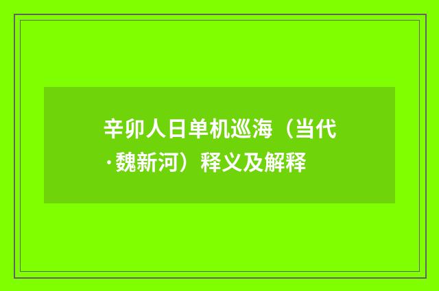 辛卯人日单机巡海（当代·魏新河）释义及解释
