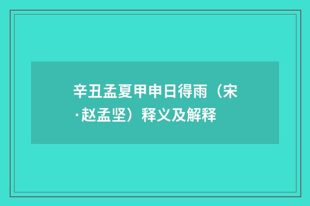 辛丑孟夏甲申日得雨（宋·赵孟坚）释义及解释