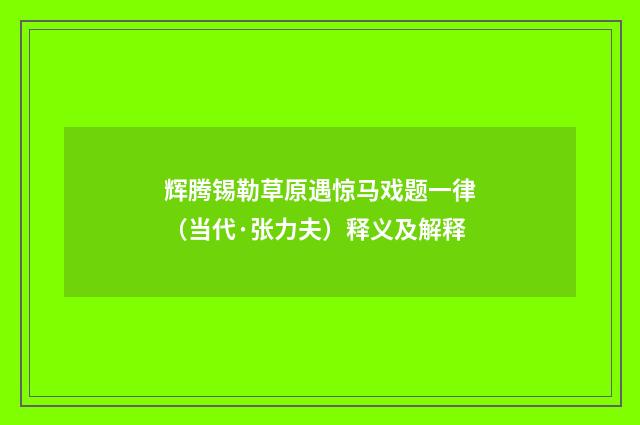 辉腾锡勒草原遇惊马戏题一律（当代·张力夫）释义及解释