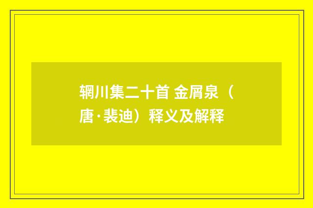辋川集二十首 金屑泉（唐·裴迪）释义及解释
