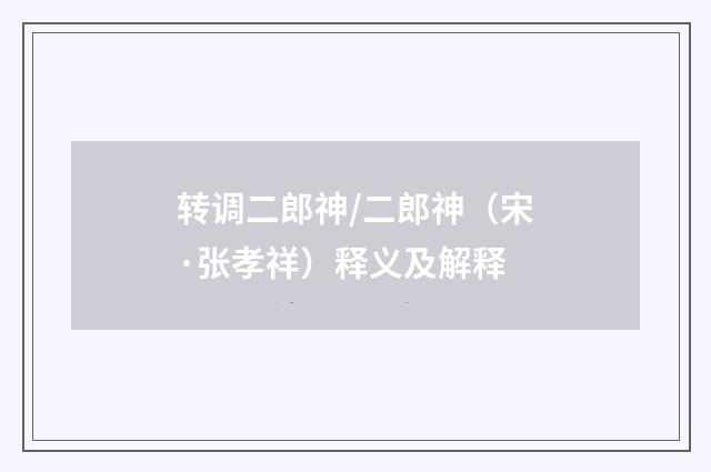 转调二郎神/二郎神（宋·张孝祥）释义及解释