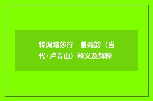 转调踏莎行　曾觌韵（当代·卢青山）释义及解释