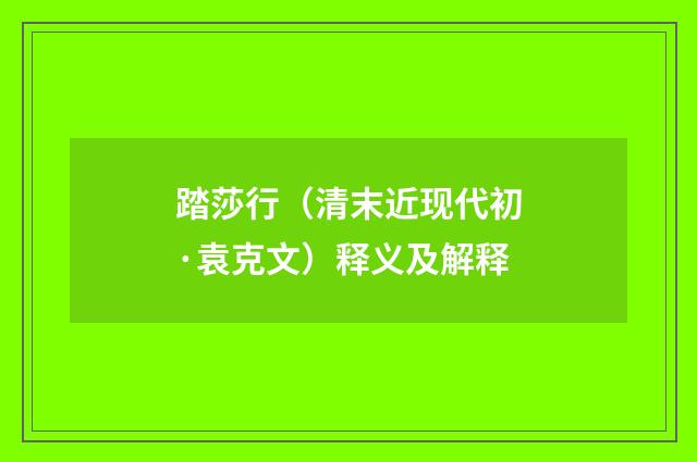 踏莎行（清末近现代初·袁克文）释义及解释