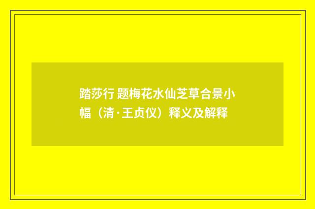踏莎行 题梅花水仙芝草合景小幅（清·王贞仪）释义及解释
