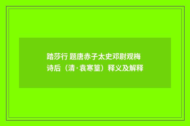 踏莎行 题唐赤子太史邓尉观梅诗后（清·袁寒篁）释义及解释