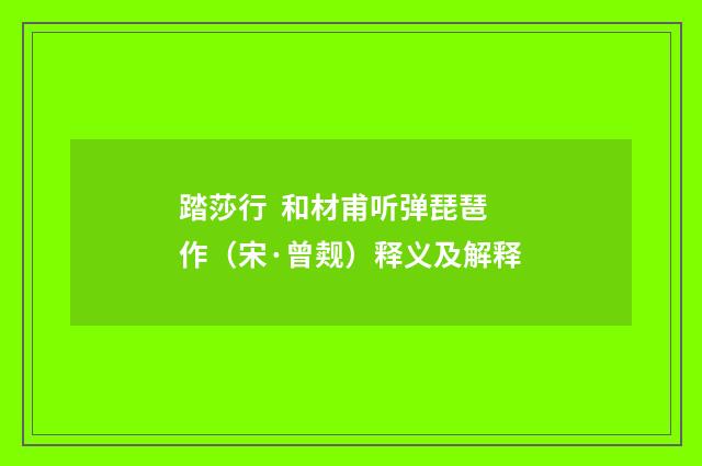 踏莎行 和材甫听弹琵琶作（宋·曾觌）释义及解释