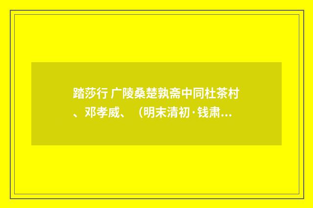 踏莎行 广陵桑楚孰斋中同杜茶村、邓孝威、（明末清初·钱肃润）释义及解释