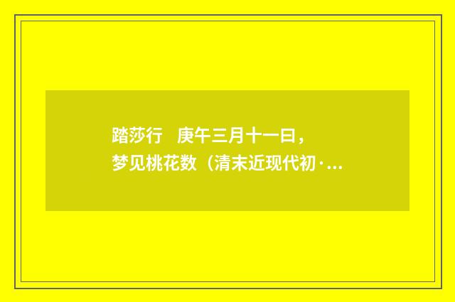 踏莎行 庚午三月十一曰，梦见桃花数（清末近现代初·陈曾寿）释义及解释