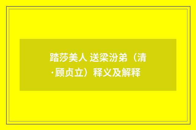 踏莎美人 送梁汾弟（清·顾贞立）释义及解释