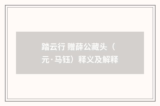 踏云行 赠薛公藏头（元·马钰）释义及解释