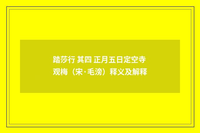 踏莎行 其四 正月五日定空寺观梅（宋·毛滂）释义及解释