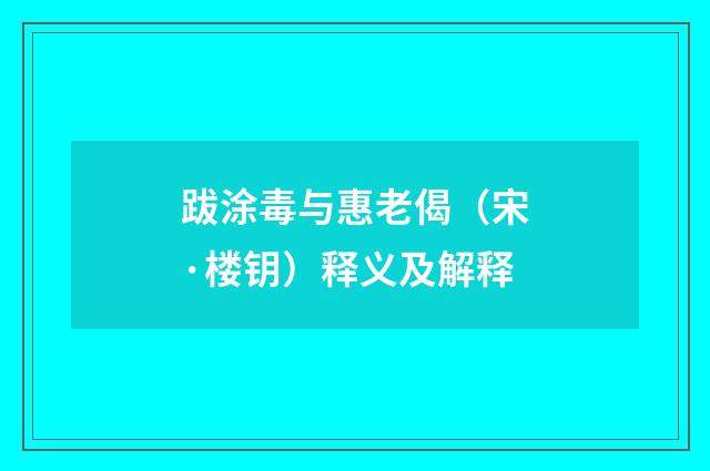 跋涂毒与惠老偈（宋·楼钥）释义及解释