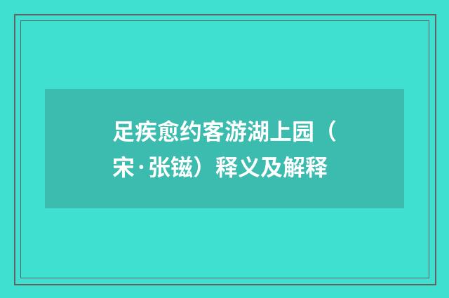 足疾愈约客游湖上园（宋·张镃）释义及解释