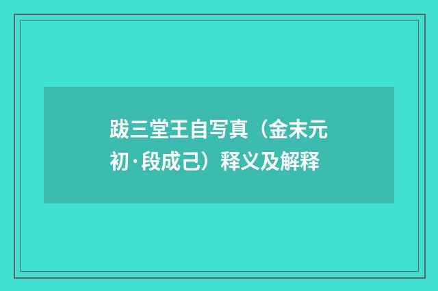 跋三堂王自写真（金末元初·段成己）释义及解释