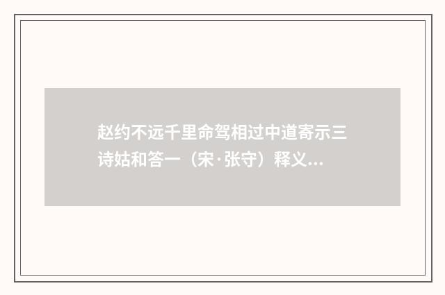 赵约不远千里命驾相过中道寄示三诗姑和答一（宋·张守）释义及解释