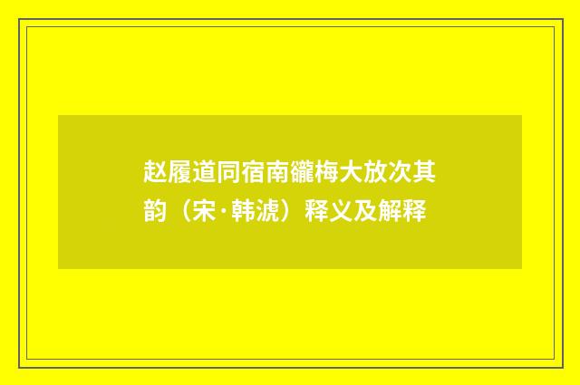 赵履道同宿南豅梅大放次其韵（宋·韩淲）释义及解释