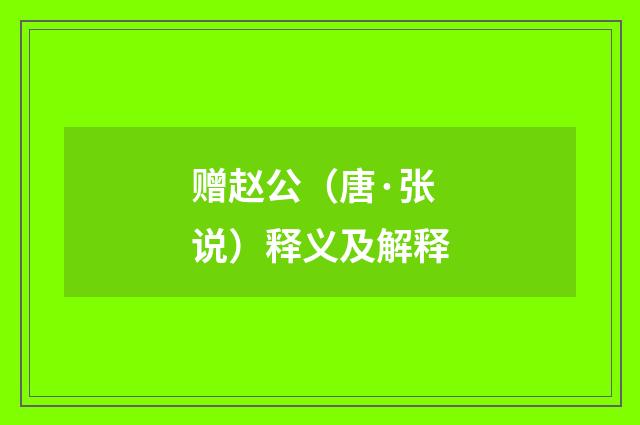 赠赵公（唐·张说）释义及解释