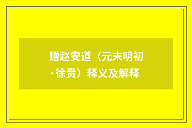 赠赵安道（元末明初·徐贲）释义及解释