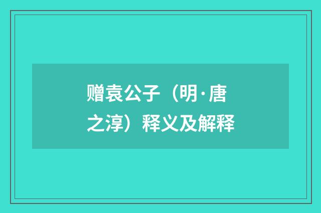 赠袁公子（明·唐之淳）释义及解释