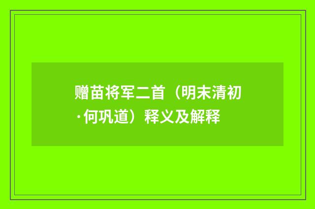 赠苗将军二首（明末清初·何巩道）释义及解释