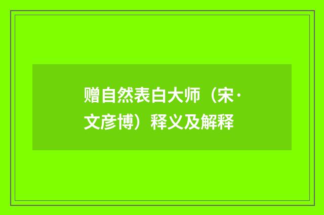 赠自然表白大师（宋·文彦博）释义及解释