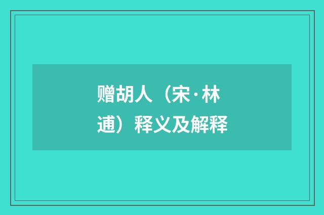 赠胡人（宋·林逋）释义及解释