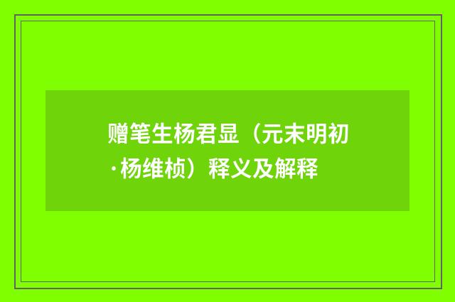 赠笔生杨君显（元末明初·杨维桢）释义及解释