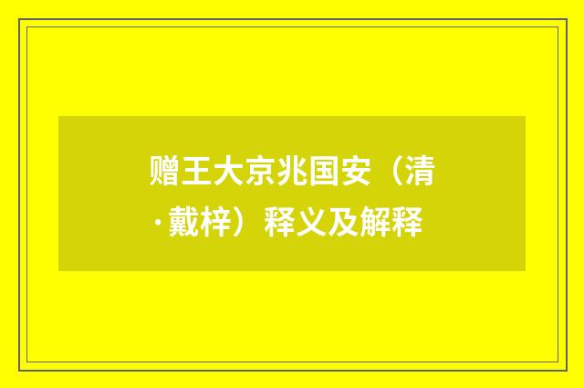 赠王大京兆国安（清·戴梓）释义及解释