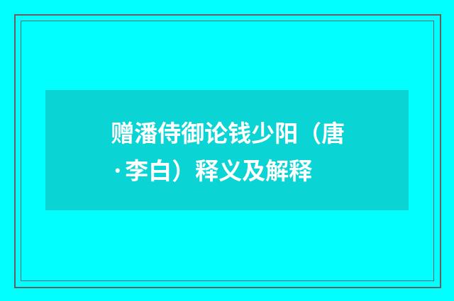 赠潘侍御论钱少阳（唐·李白）释义及解释