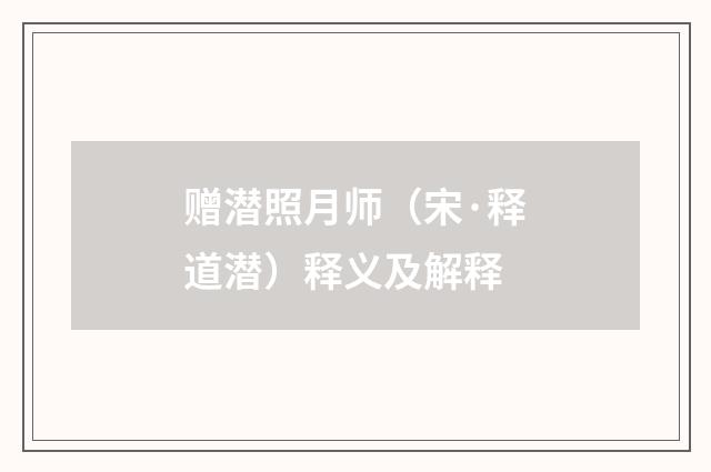 赠潜照月师（宋·释道潜）释义及解释