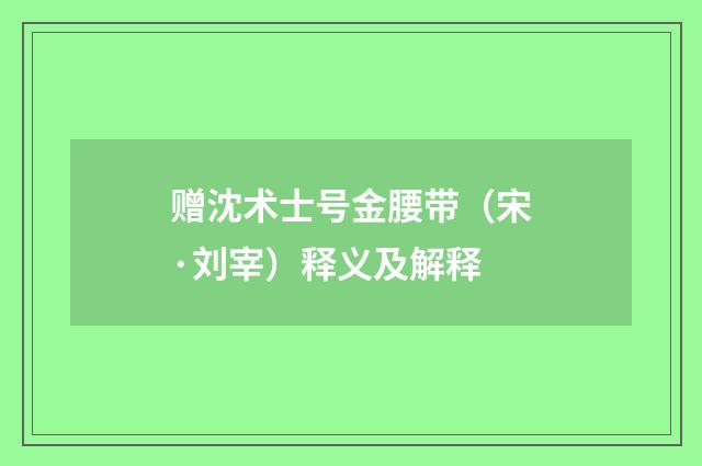 赠沈术士号金腰带（宋·刘宰）释义及解释