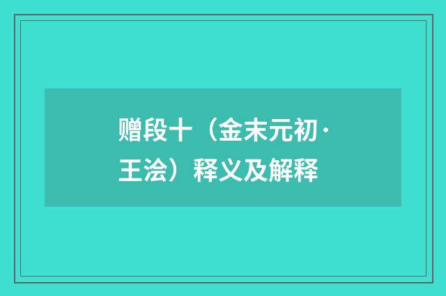 赠段十（金末元初·王浍）释义及解释