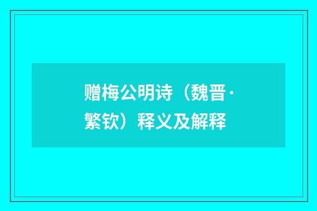 赠梅公明诗（魏晋·繁钦）释义及解释
