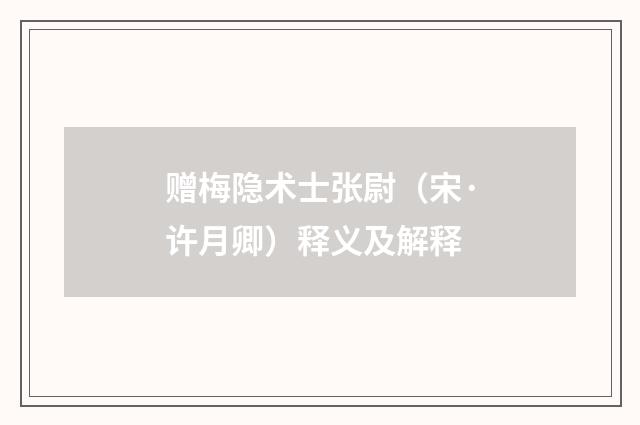 赠梅隐术士张尉（宋·许月卿）释义及解释