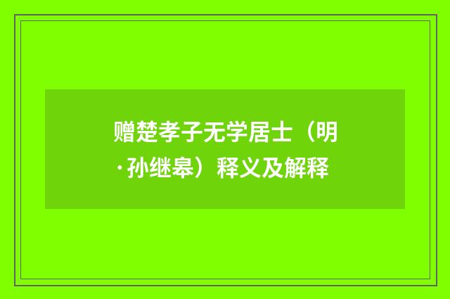 赠楚孝子无学居士（明·孙继皋）释义及解释