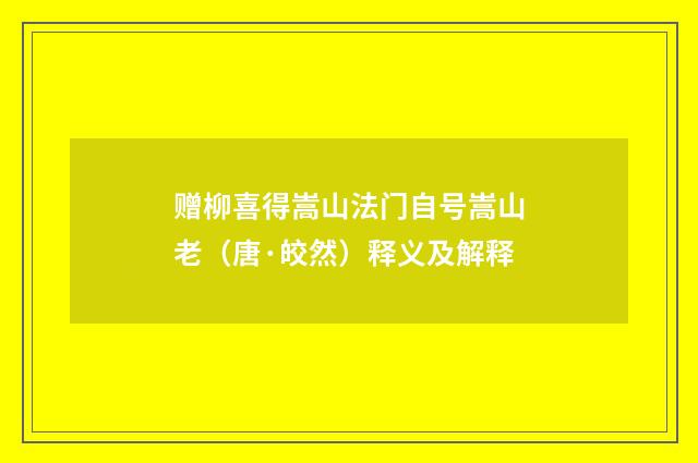 赠柳喜得嵩山法门自号嵩山老（唐·皎然）释义及解释