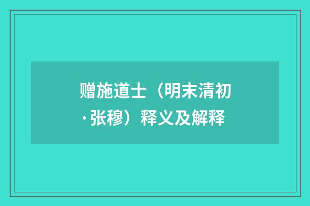 赠施道士（明末清初·张穆）释义及解释