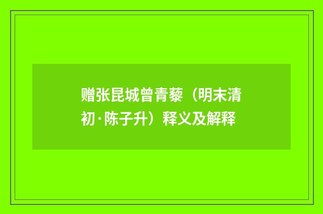 赠张昆城曾青藜（明末清初·陈子升）释义及解释