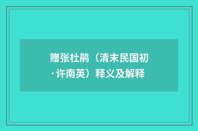 赠张杜鹃（清末民国初·许南英）释义及解释