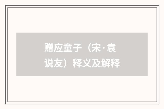 赠应童子（宋·袁说友）释义及解释
