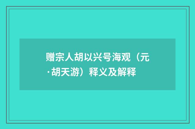 赠宗人胡以兴号海观（元·胡天游）释义及解释