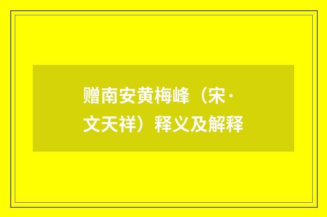 赠南安黄梅峰（宋·文天祥）释义及解释