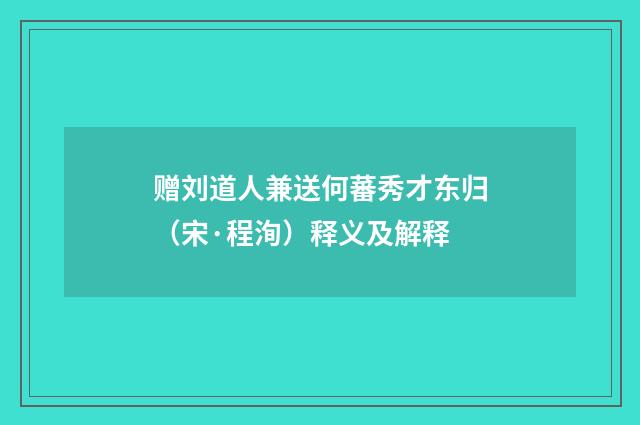 赠刘道人兼送何蕃秀才东归（宋·程洵）释义及解释