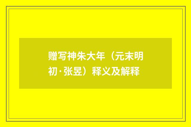 赠写神朱大年（元末明初·张昱）释义及解释