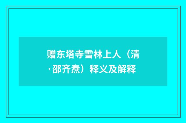 赠东塔寺雪林上人（清·邵齐焘）释义及解释