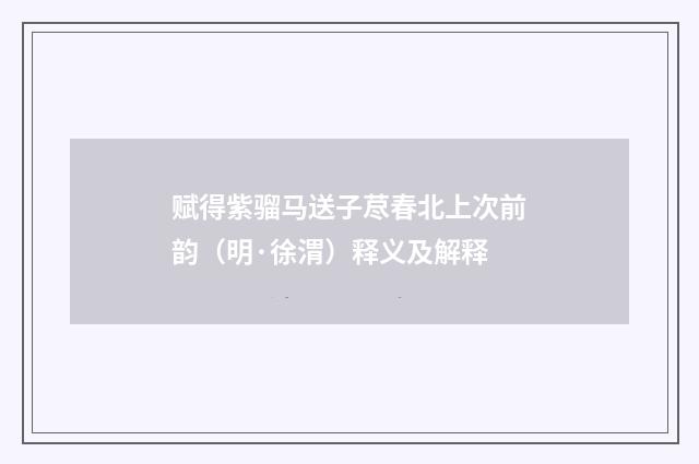 赋得紫骝马送子荩春北上次前韵（明·徐渭）释义及解释