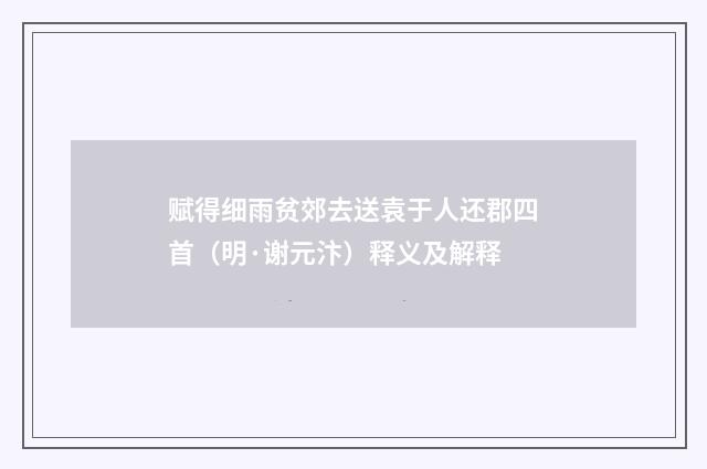 赋得细雨贫郊去送袁于人还郡四首（明·谢元汴）释义及解释