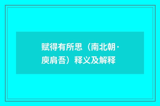 赋得有所思（南北朝·庾肩吾）释义及解释