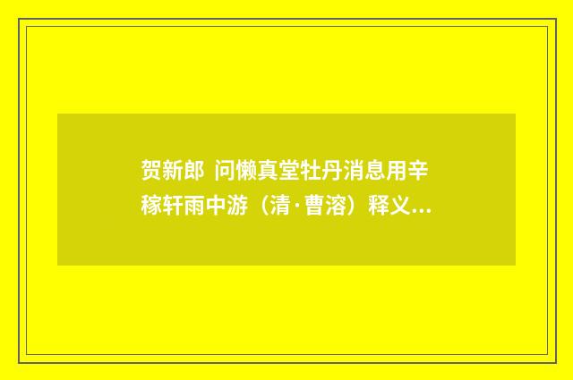 贺新郎 问懒真堂牡丹消息用辛稼轩雨中游（清·曹溶）释义及解释